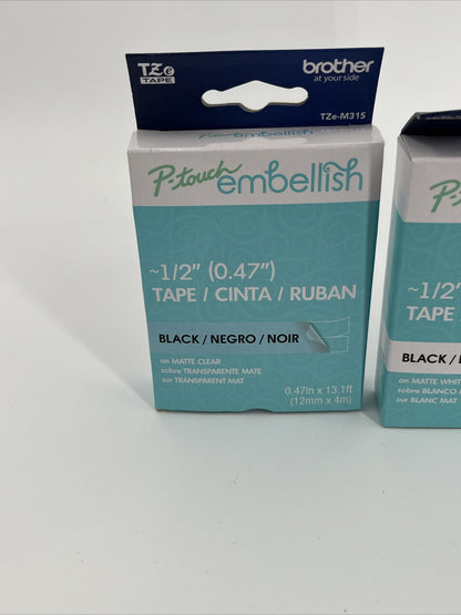 3 X Brother P-Touch Embellish Tape & Satin Ribbon ~1/2" (0.47") -NEW-LOT OF 3!