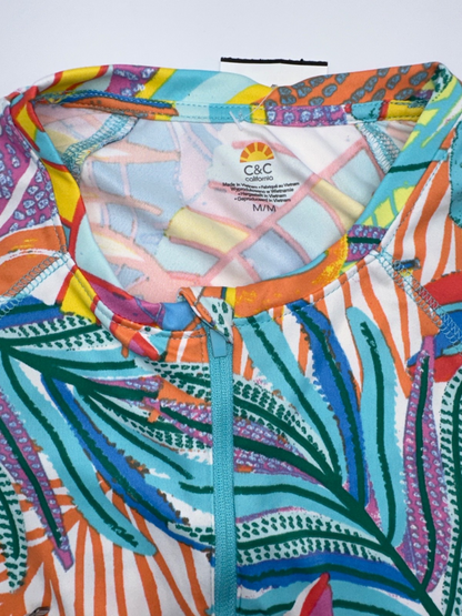 $68 C&C California Women's Long Sleeve 1/4 Zip Top - Multi Color - Medium - New