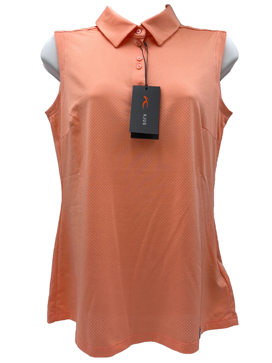 $99 KJUS Eve Sleeveless Polo Golf Shirt - Coral - Size Small- New With Tags