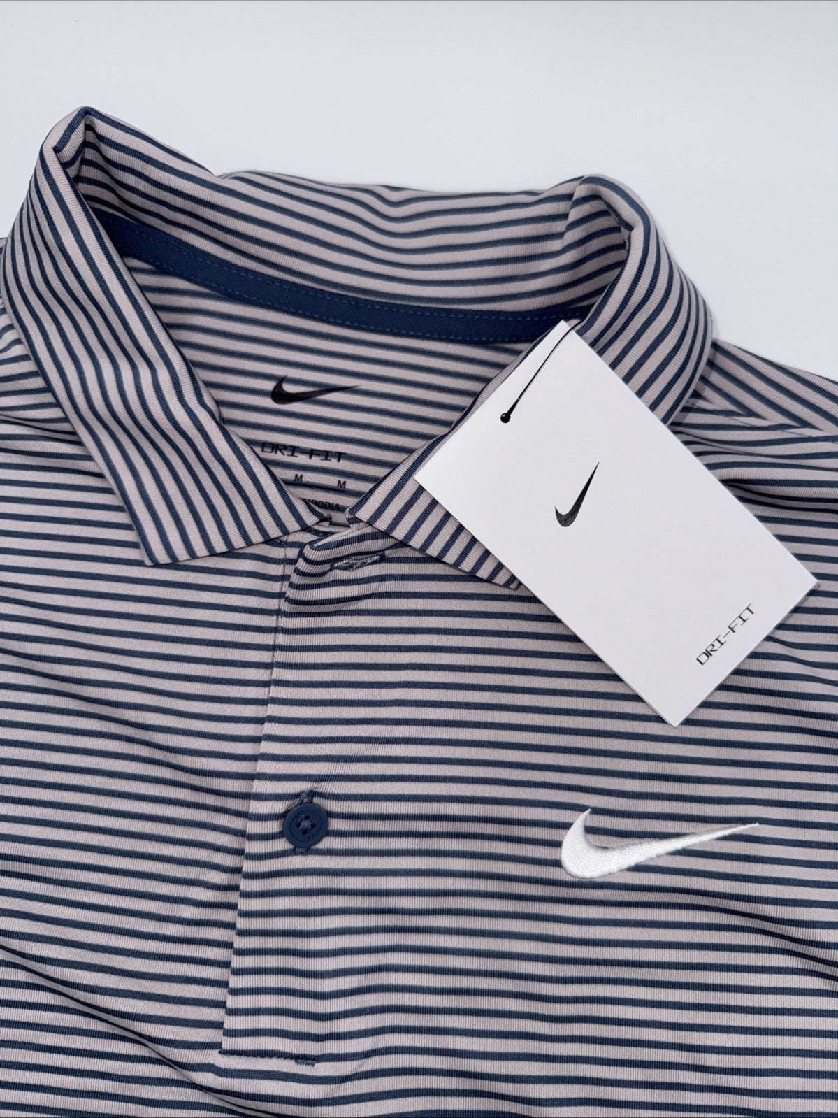 $55 Nike Men's Dri-Fit Core Stripe Golf Polo Shirt - Platinum Violet/Blue-Medium