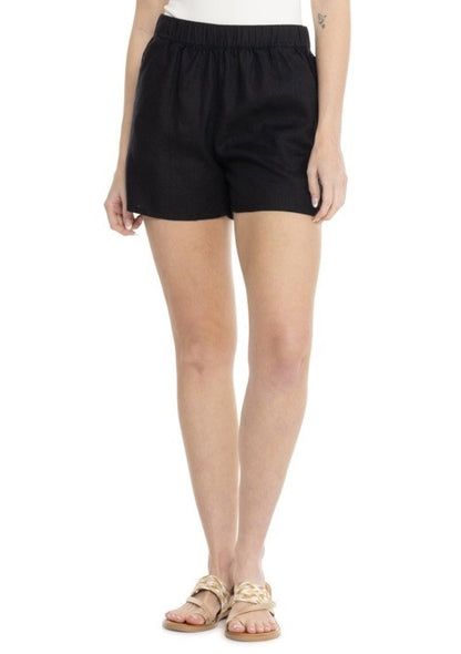 Telluride Clothing Company Women’s 100% Linen Pull-On Shorts-Black- Size: Medium
