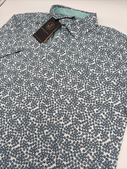 $65 Swannies Men’s Golf Preston Polo Shirt- Aqua/White - Medium - New Tags
