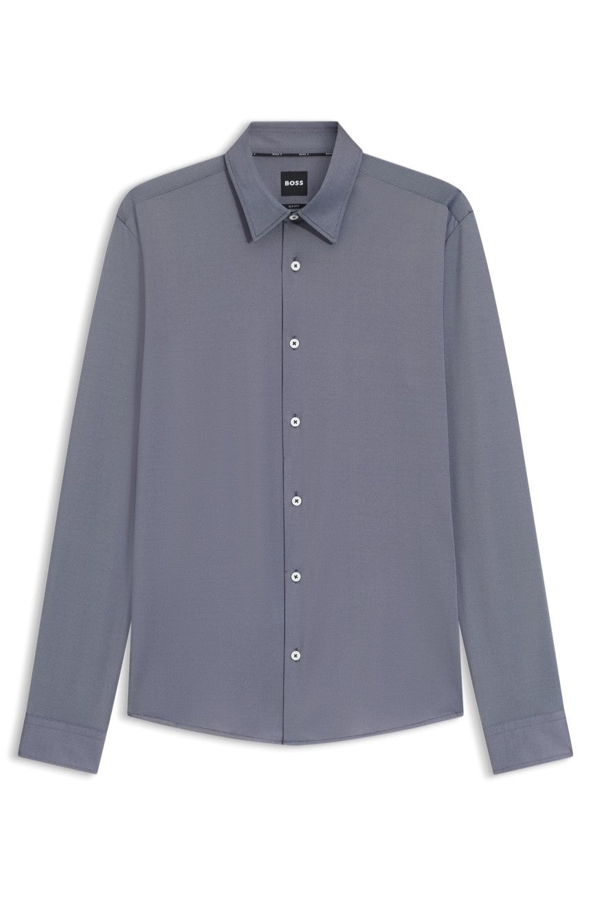 $129 Boss Men’s Slim Fit Performance Button Down Shirt - Dark Blue - Large -New