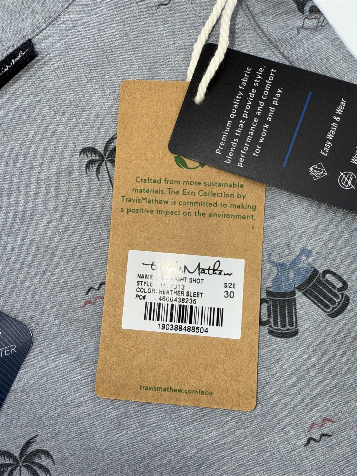 $89 Travis Mathew Men’s Straight Shot 9” Shorts - Heather Sleet- 30W - NWT