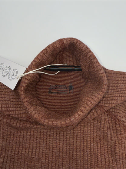 $120 Smartwool Women’s Merino Rib Turtleneck Shirt-Pecan Brown Heather-XSmall