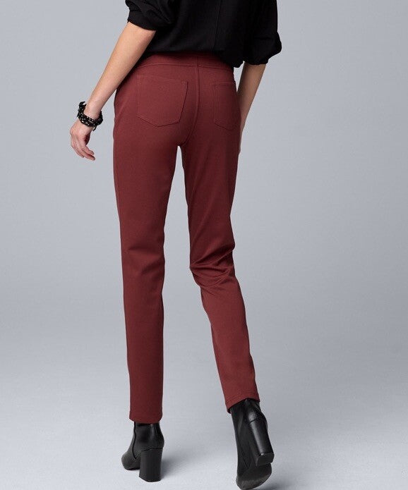 Simply Vera Wang Women’s Mid-Rise Pintuck Ponte Skinny Pants - Houndstooth-Small