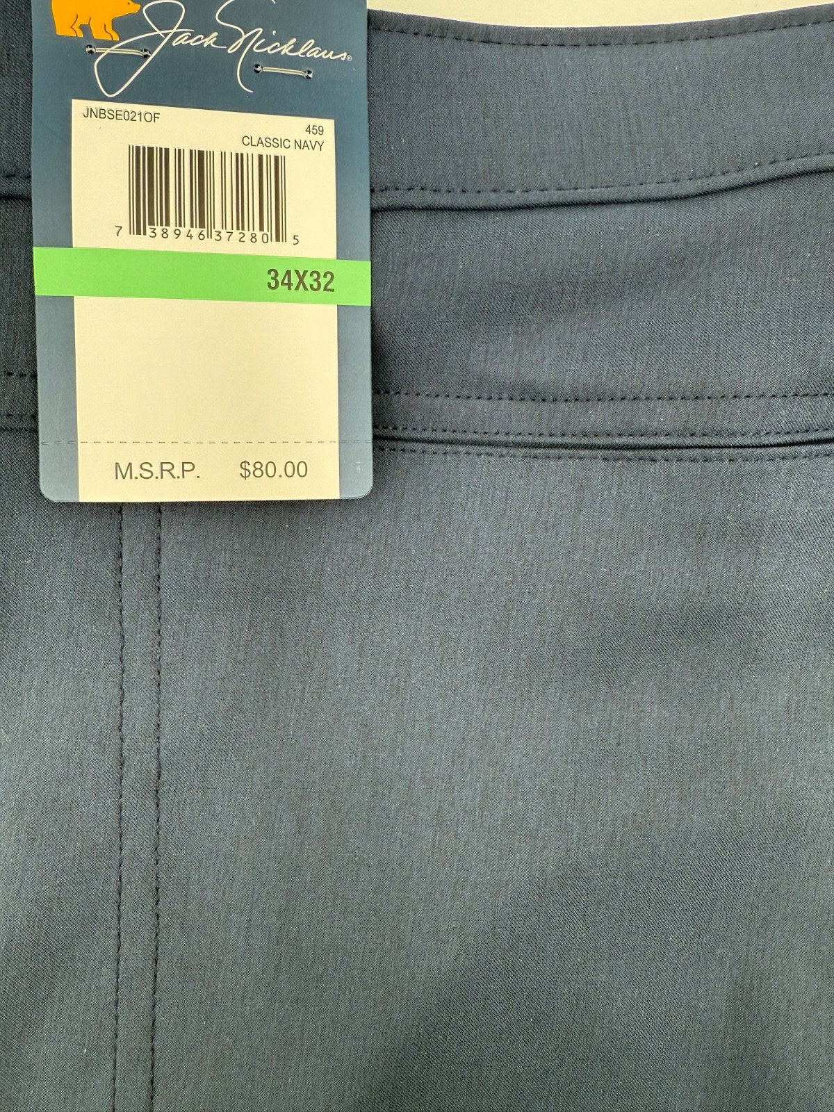 $80 Jack Nicklaus Men’s- Belli Premium Regular Fit Trousers -Classic Navy-34X32