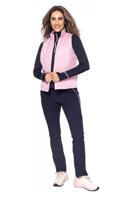 $158 Golftini Ankle Pant Side Stripes Golf Pants- Navy/Pink-Medium-New Tags