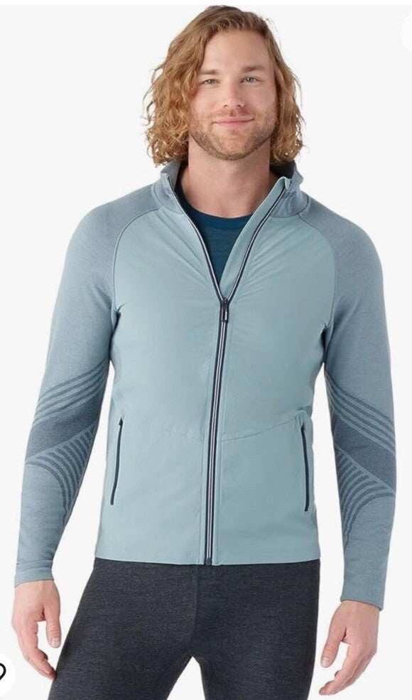$220 Smartwool Men’s Intraknit Active Full Zip Jacket Merino - Lead Gray- Small