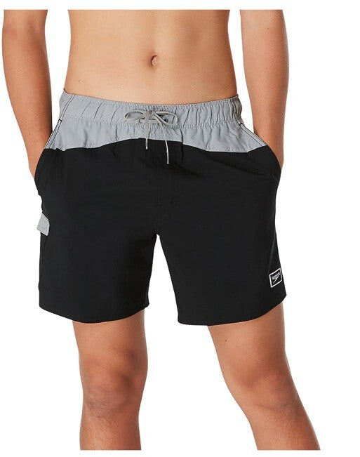 Speedo Men's 6.5” Marina Volley Swim Shorts-Black/Grey-Small-New Tags $55