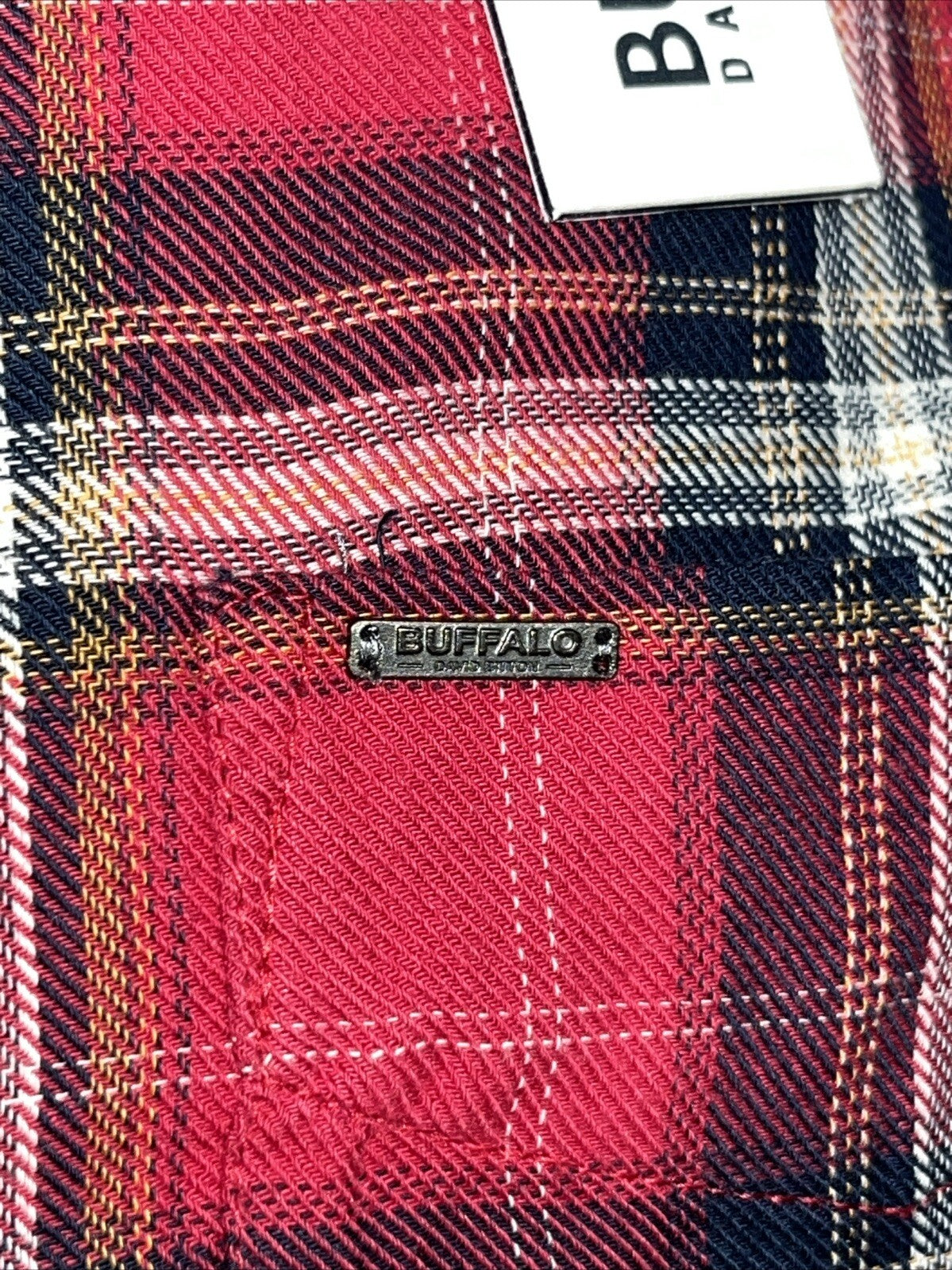$79 Buffalo David Bitton Men’s Satwil Plaid Long Sleeve Shirt- Cranberry-Small