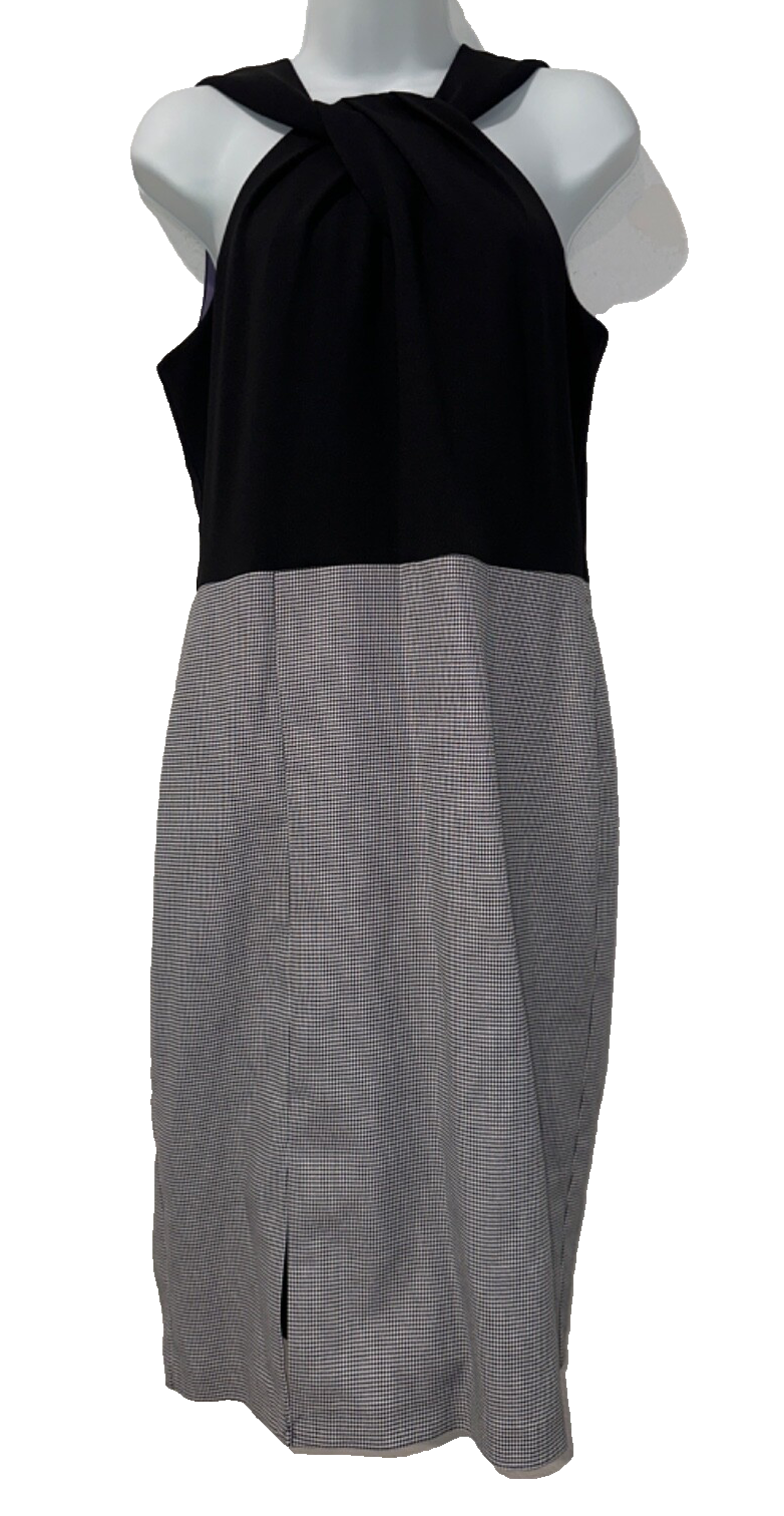 $160 White House Black Market Halter Neck Dress - Black/White - Size 10 - New