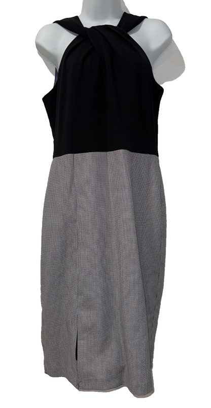 $160 White House Black Market Halter Neck Dress - Black/White - Size 10 - New