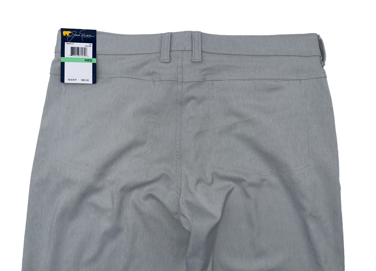 $80 Jack Nicklaus Men's Golf High Rise Pants - Light Grey - Size: 34W x 32L