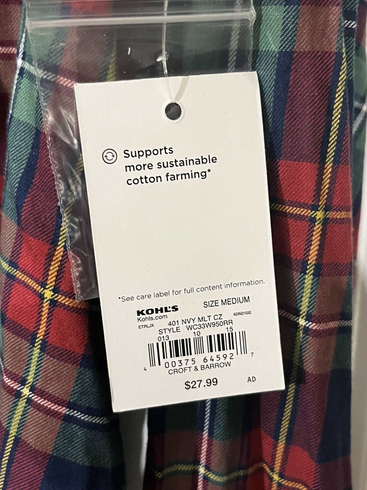 Croft & Barrow Women’s Collared Long Sleeve Button Up Shirt-Red/blue-Medium-New