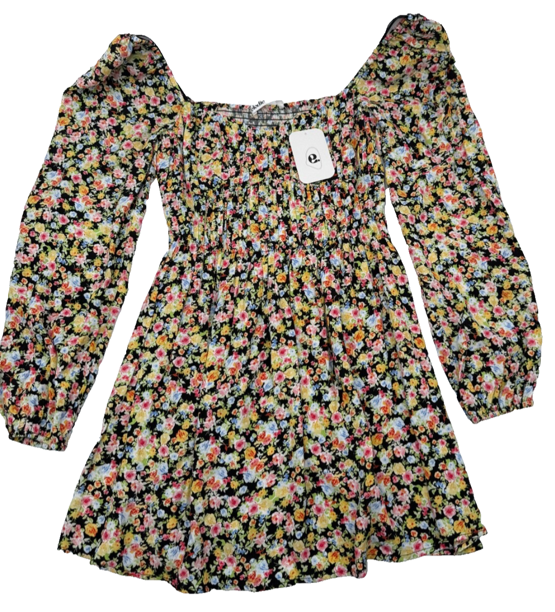 $44 Elodie Women’s-Long Sleeve Summer Dress- Black Floral- Small- New Tag