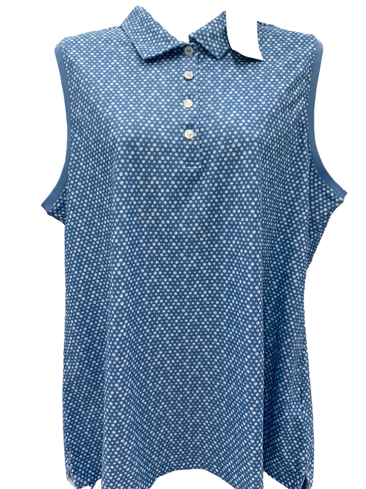 $85 Peter Millar Women's Short Sleeve Polo Shirt - Blue - XLarge - New