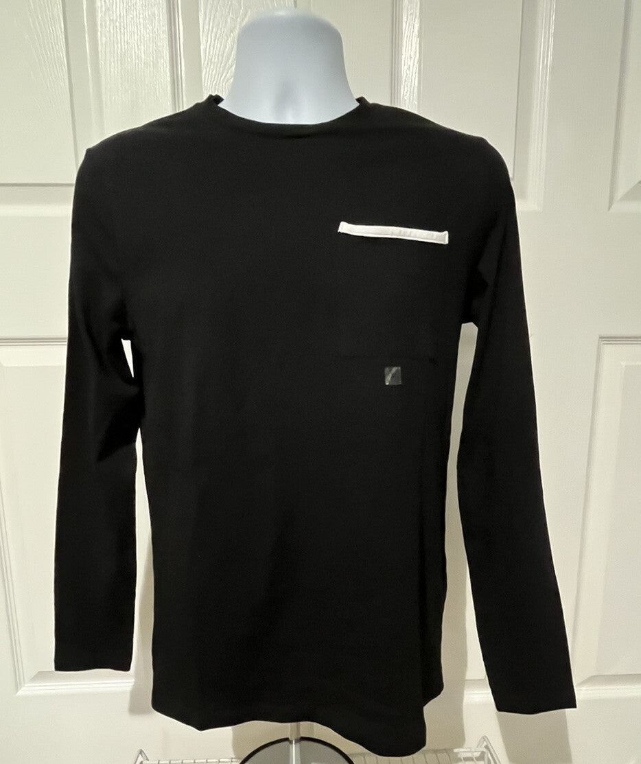 Express Men’s Long Sleeve Cotton Side Pocket T-Shirt- Black- Small- New Tag $44