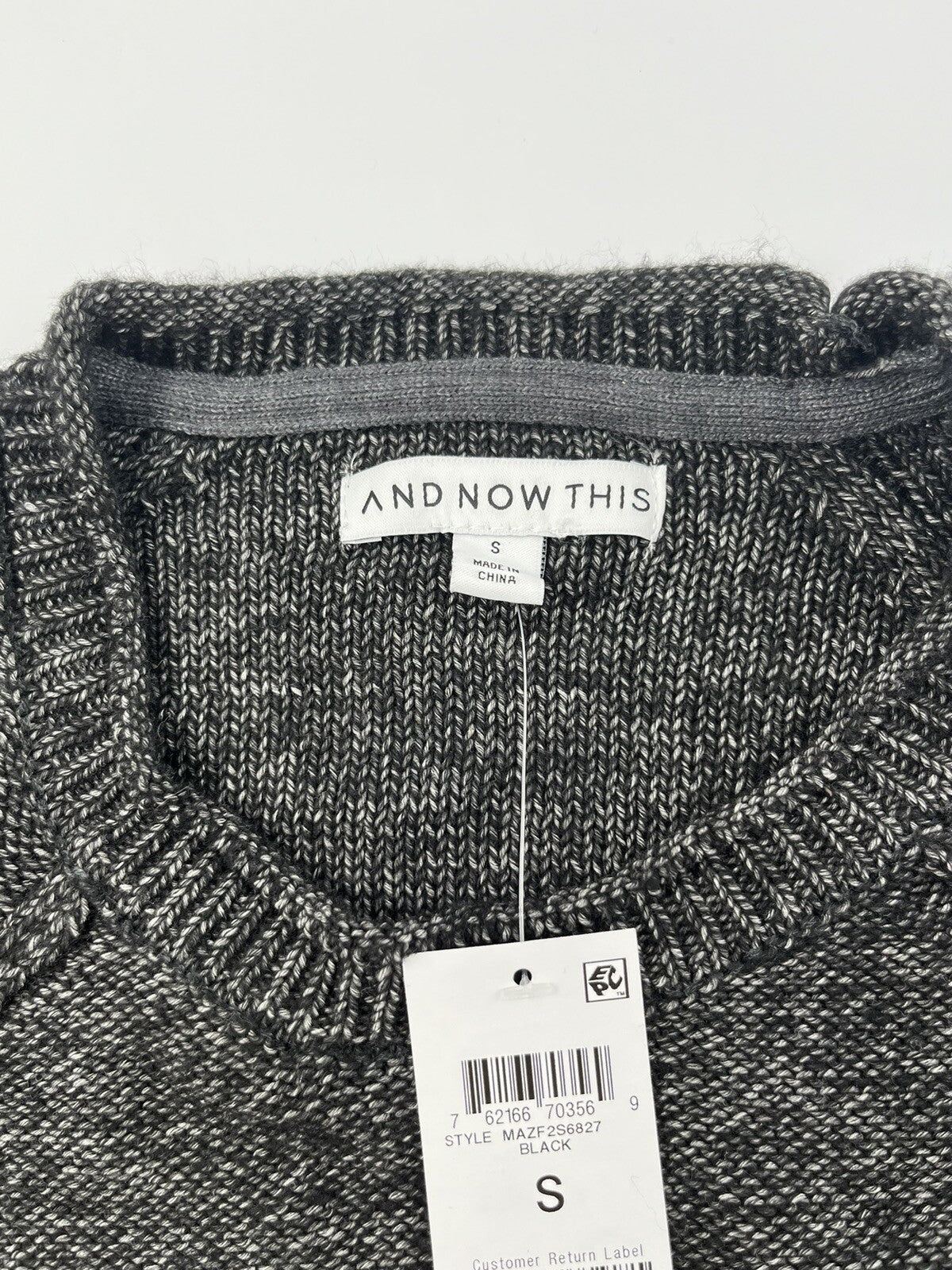 And Now This Mens Waffle-Knit Crew Neck Pullover Sweater-Black-Small-New Tag $50