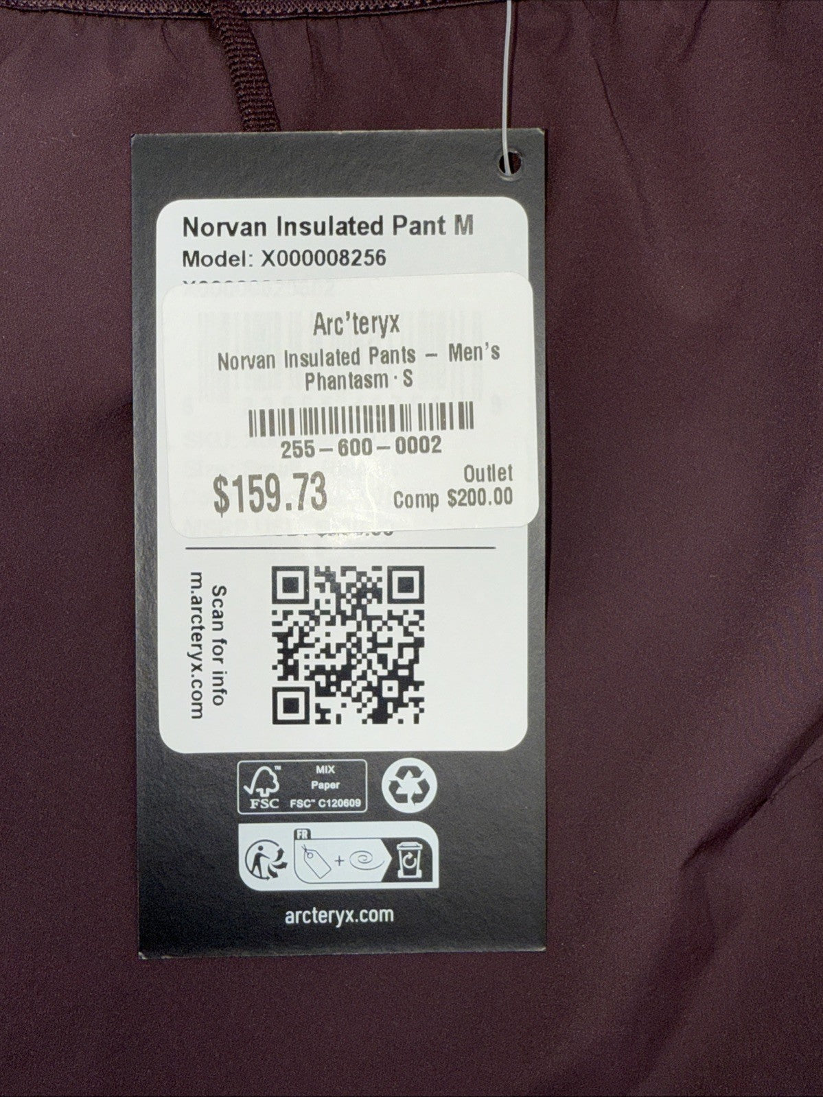 $200 Arc’teryx Men’s Norvan Insulated Pants - Phantasm Brown-Small- New Tag