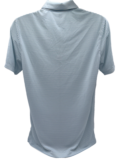 $55 Nike Men's Dri-Fit Core Stripe Golf Polo Shirt - Pale Ivory/Blue - Medium