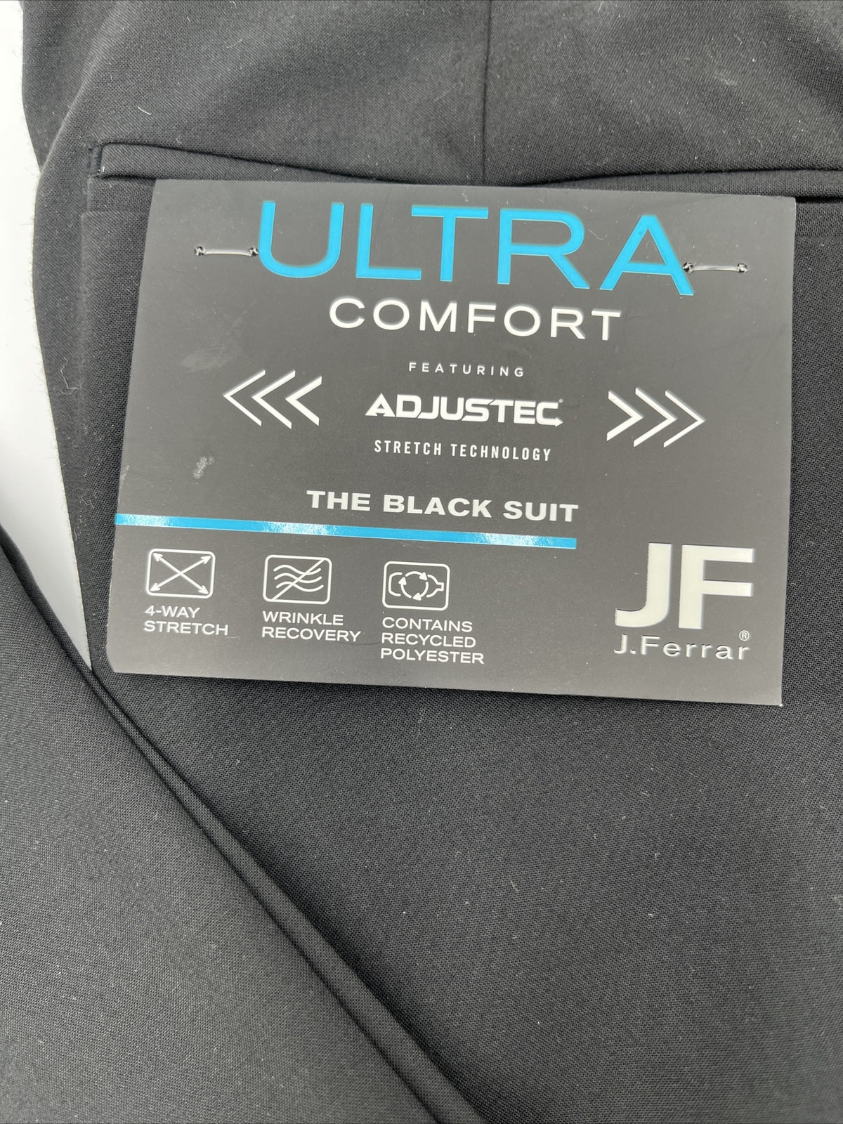 JF J Ferrar Men's Classic Fit Dress Pants Slacks Flat Front-Black-34W 30L- New