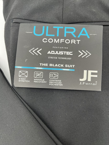 JF J Ferrar Men's Classic Fit Dress Pants Slacks Flat Front-Black-34W 30L- New