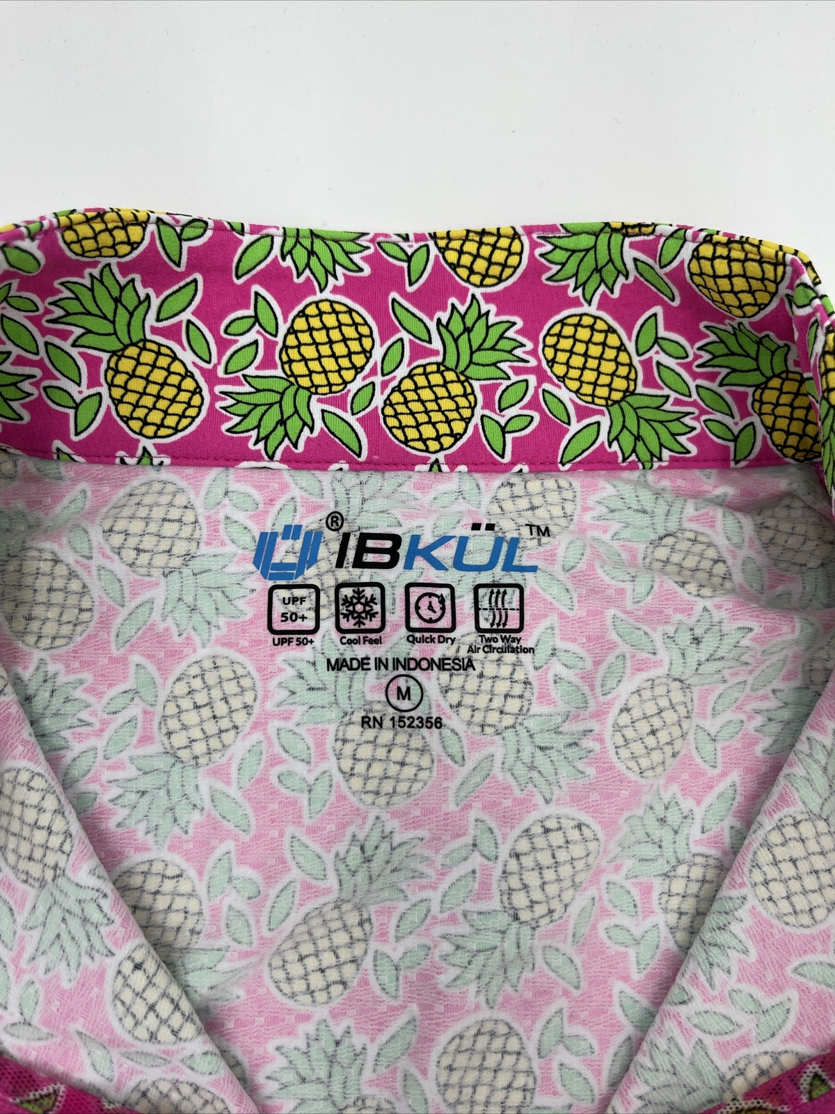 $100 Ibkul Women’s Long Sleeve Zip Mock Neck Top-Chantal Pink/Lime-Medium-New