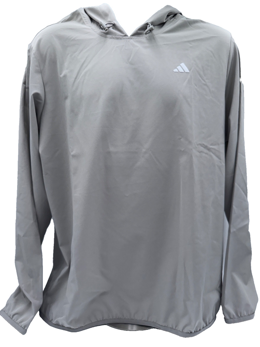 $70 Adidas Men's Woven Pull Over Hoodie - Grey - Medium - New With Tags