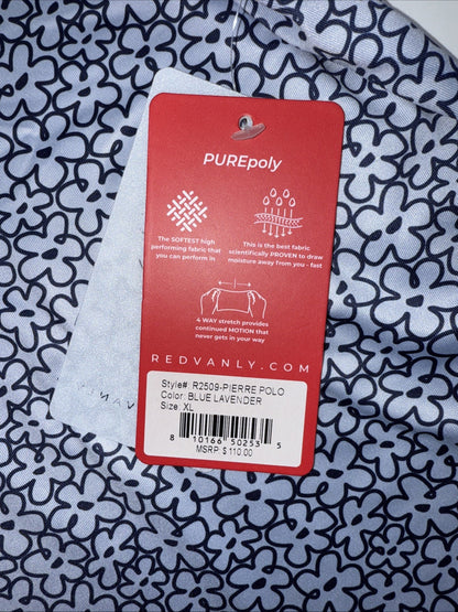 $110 Redvanly Men’s Pierre Golf Performance Polo Shirt-Blue Lavender -XLarge-New