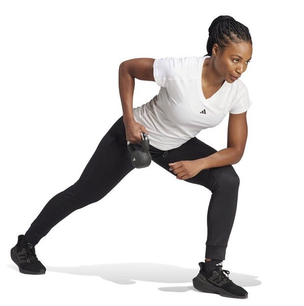 adidas Women’s Aeroready Game&Go Tapered FleeceTraining Pants- Black White- XS