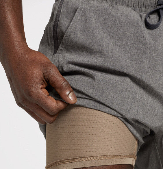 VRST Men's 7 Inch All-In Athletic Shorts-Warm Mushroom Heather-Small-New Tag $55