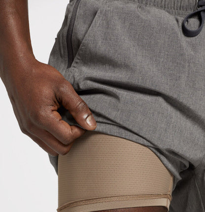 VRST Men's 7 Inch All-In Athletic Shorts-Warm Mushroom Heather-Small-New Tag $55