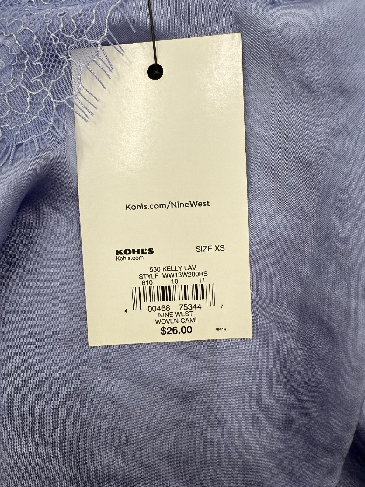 Nine West Women’s-Woven Cami Top -Lavender- XSmall-New Tag