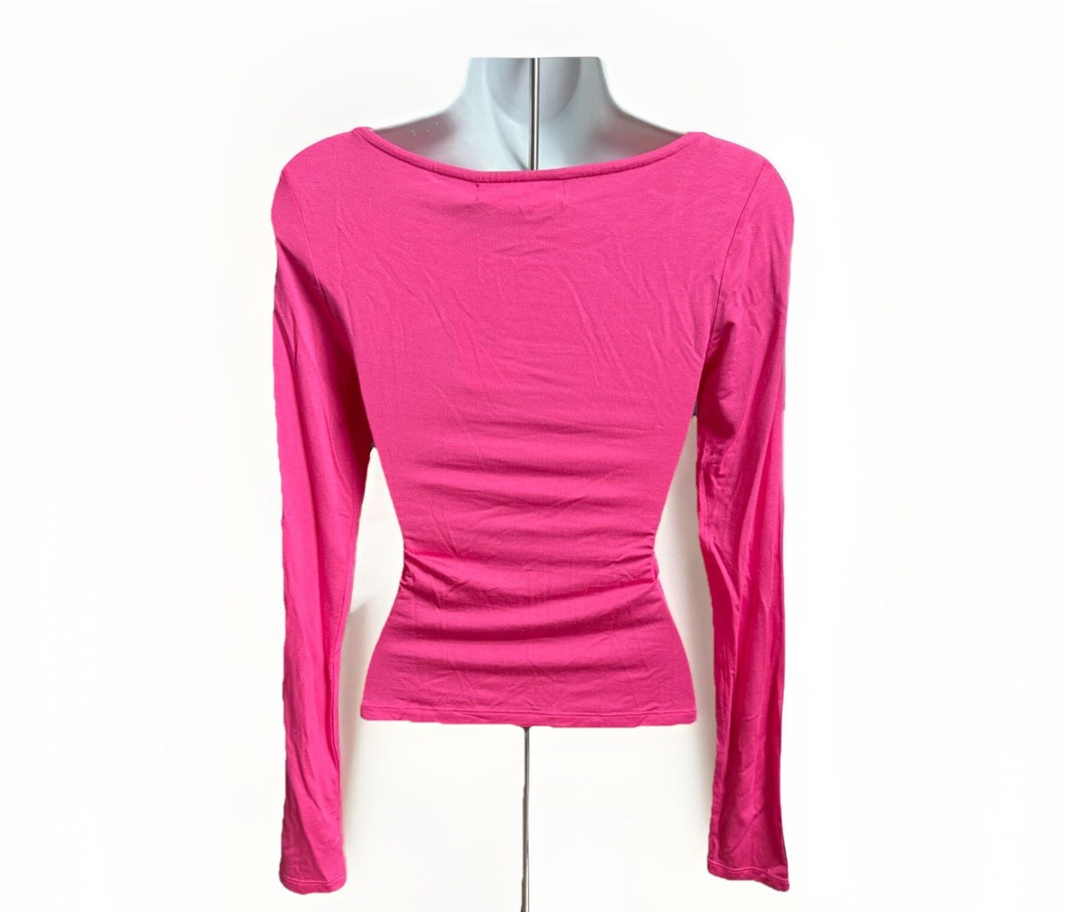 $74 Elodie Women’s-Square Neck Long Sleeve Shirt-Hot Pink-Small-New Tag