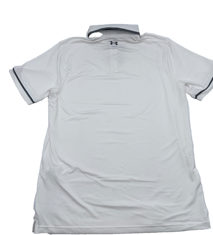 $65 Under Armour Men's T2 Green Tipped Polo - White/Grey - Medium -New With Tag