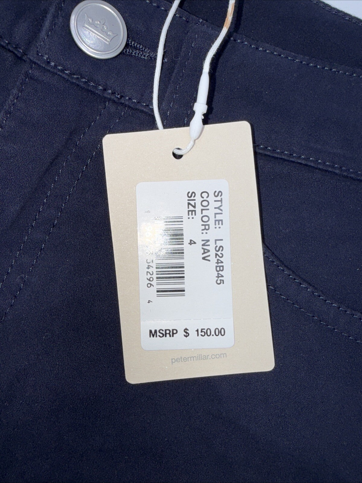 $150 Peter Millar Women's Karlie Stretch Sateen High Rise Pant-Navy-Size: 4 -NEW