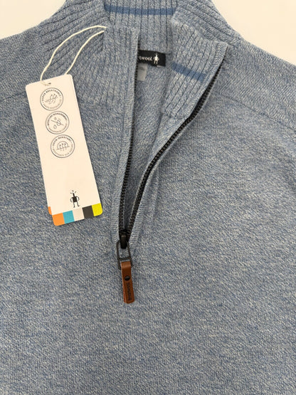 $100 Smartwool Men's Sparwood Zip-Neck Sweater-Blue Horizon- Medium-New Tag
