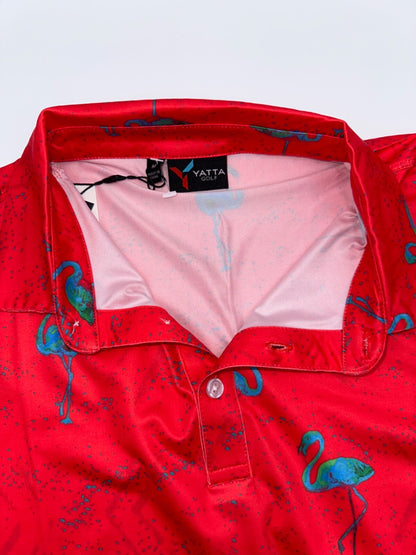 $50 YATTA GOLF Men’s Just Beachy Golf Polo - Red/Blue - Medium - New With Tags