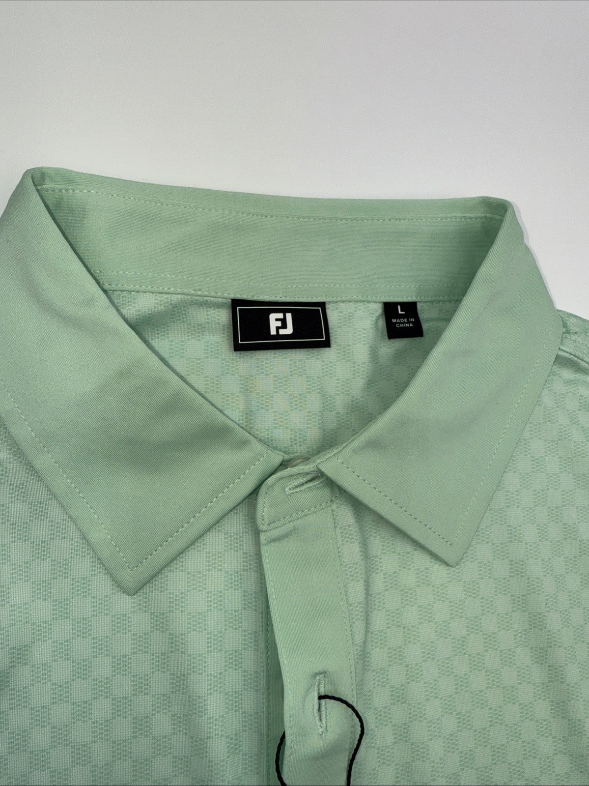 $78 FootJoy Men’s Golf Checker Jaquard Polo Shirt- Pistachio- Size Large-New