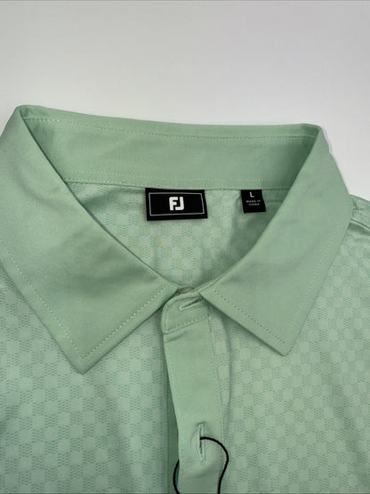 $78 FootJoy Men’s Golf Checker Jaquard Polo Shirt- Pistachio- Size Large-New