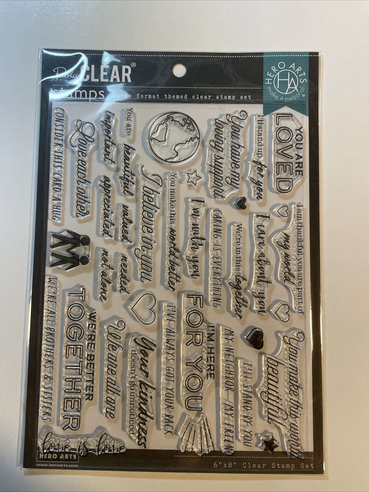 Hero Arts CM171 Poly Clear Stamps 6" x 8" set - Best Price-  You Are Loved
