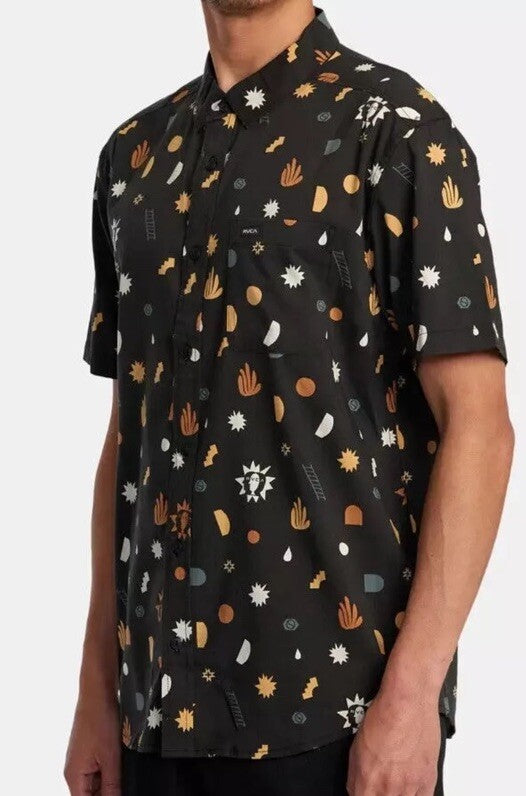 $66 RVCA Men’s ANYTIME S/S Button Shirt - PTK Brown -Size:  Medium - New Tag