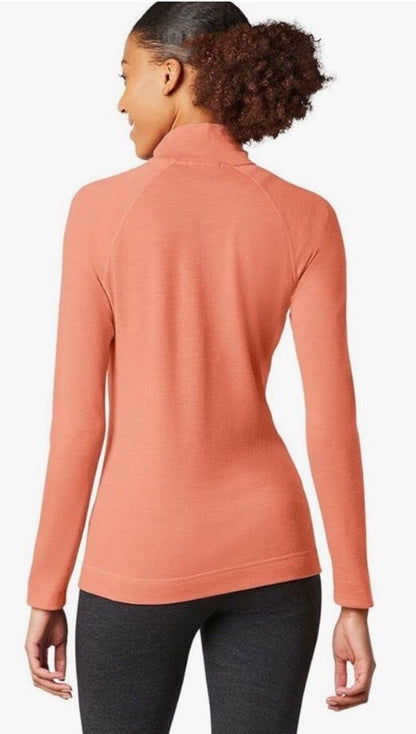 $115 Smartwool Women’s 1/4 Zip Thermal Pullover Merino Wool-Sunset Coral -XSmall