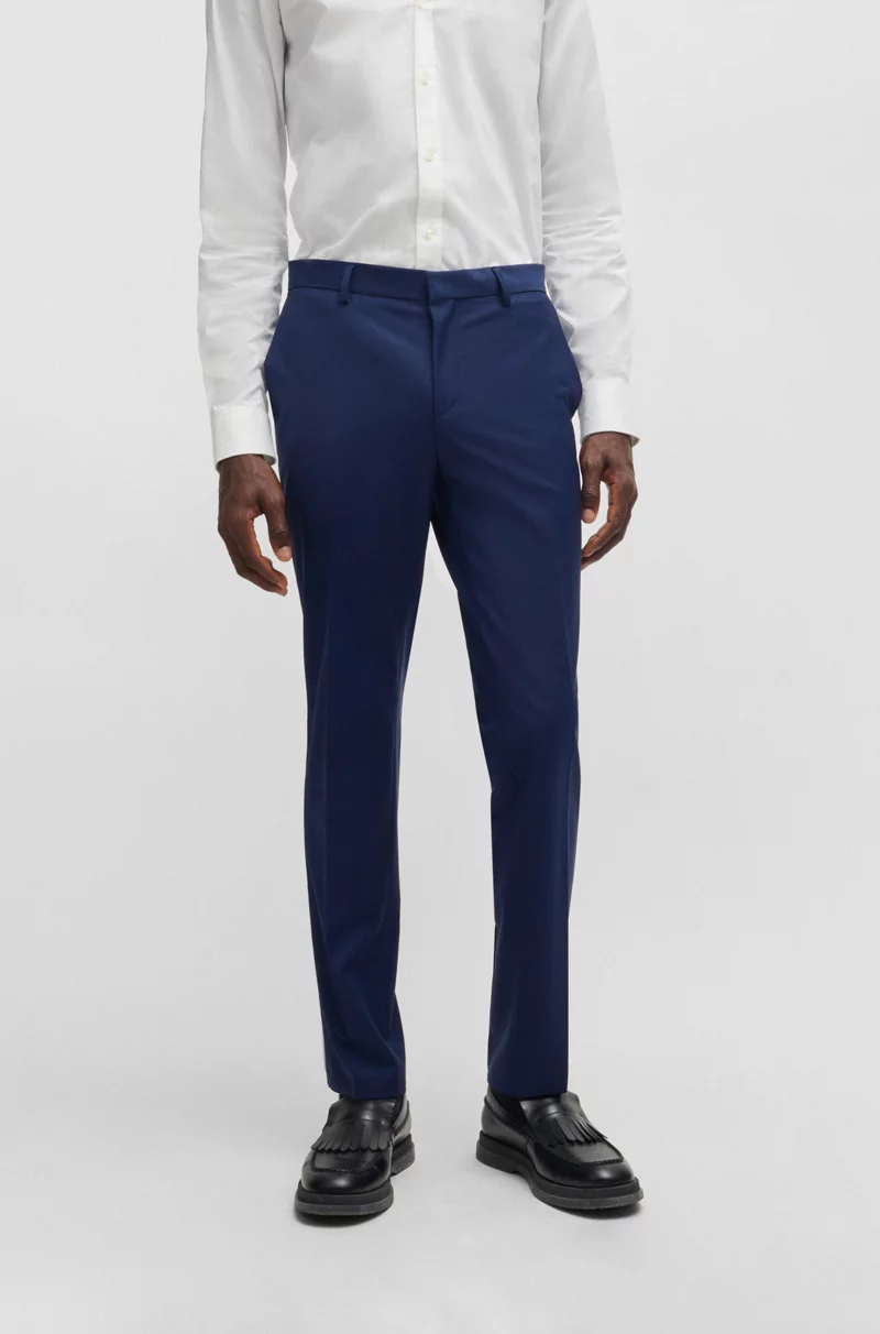 $198 Hugo Boss Men's Slim-Fit Trousers - Open Blue - 32 Regular - New With Tags