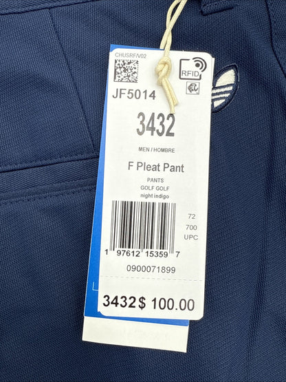 $100 Adidas Men’s Originals TWISTKNIT Pleated Pants- Night Indigo- 34W 32L- New