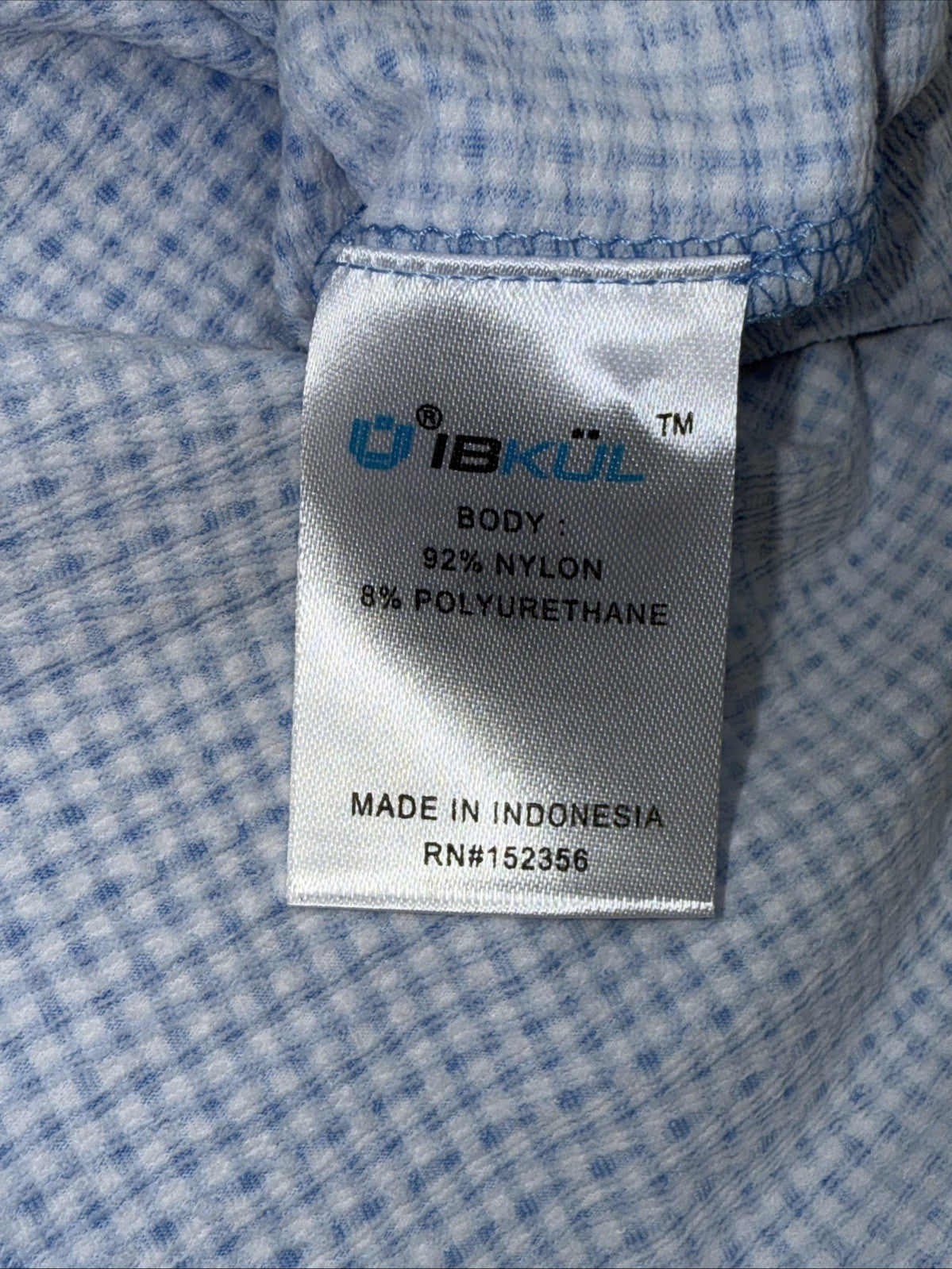 $100 IBKUL Men’s Short Sleeve Polo Mini Check UPF 50+ - Blue/White- Small-New