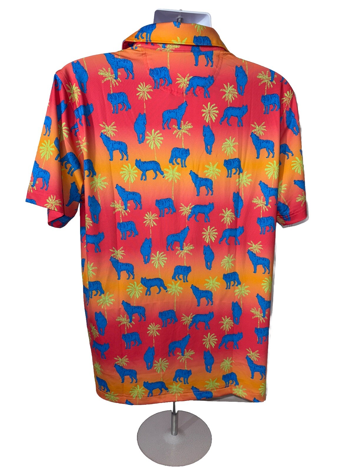 Chubbies Men's The Howler Moon Performance Polo Shirt-Orange Multi-Medium-New