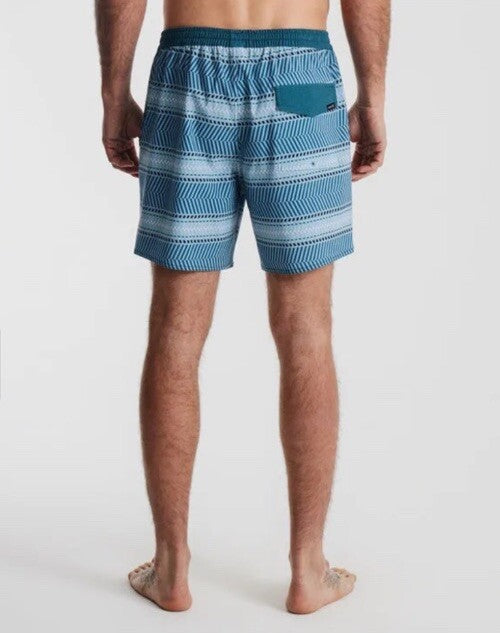 $66 Roark Men’s Shorey 16” Elastic Waist Trunks-Herringbone Cosmica-Large-New