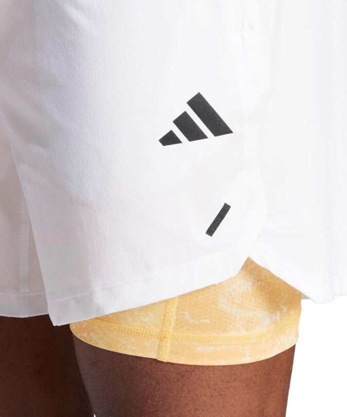 $75 ADIDAS Men's Power Workout 2-in-1 Training Shorts IS3837- White- Medium 7”-